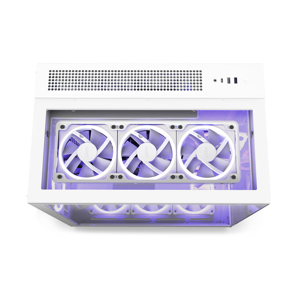 NZXT H9 Elite R GB Dual-Chamber ATX Mid-Tower Airflow Case, Ultra Clear Tempered Glass Side Window, 3 x F Series 120mm R GB Duo Fans, 1 x F120Q (CV) Fan, Full-Size GPU Support, USB 3.2 Gen2x2, White, 1 Year Warranty | CM-H91EW-01