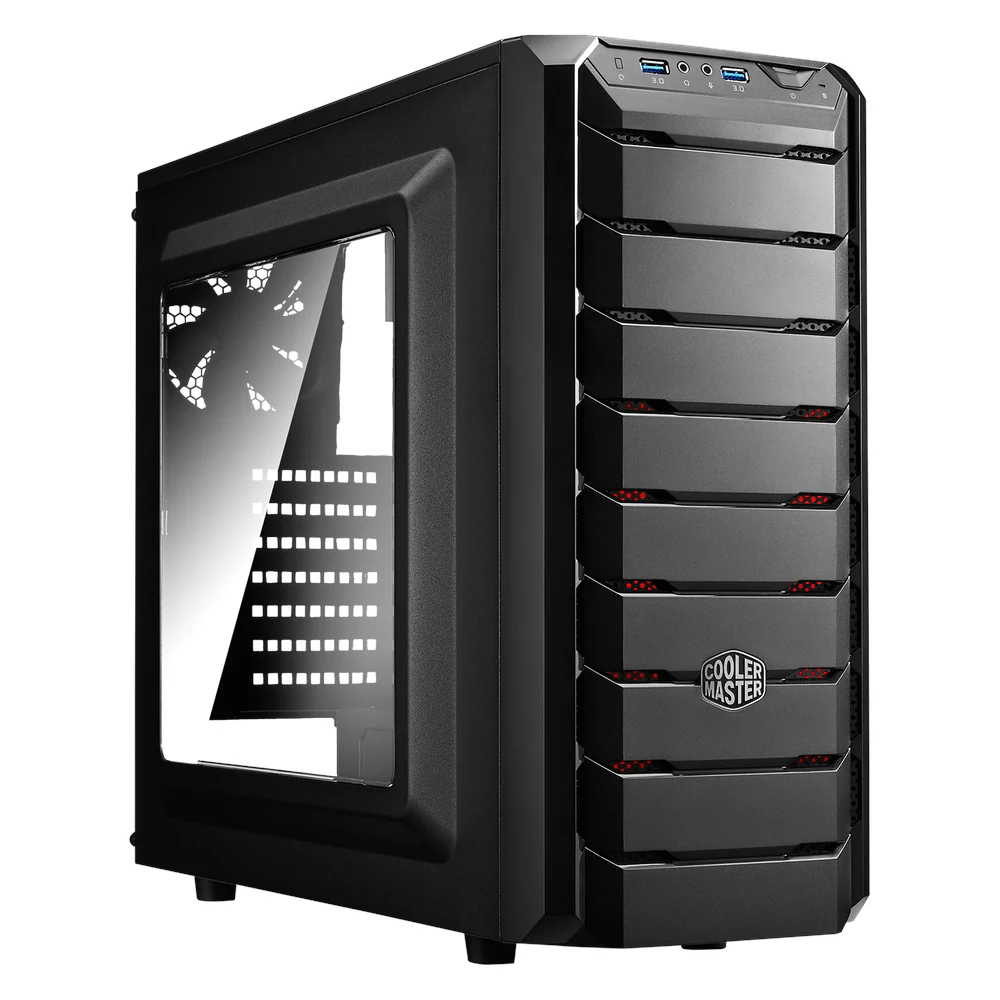 Cooler Master CMP500 Elite V3 Mid Tower PC Casing, Side Window, 1 x Pre-installed 120mm Rear Fan, USB 3.0 & USB 2.0, Black, 1 Year Warranty | CMP-500-1NWRA60