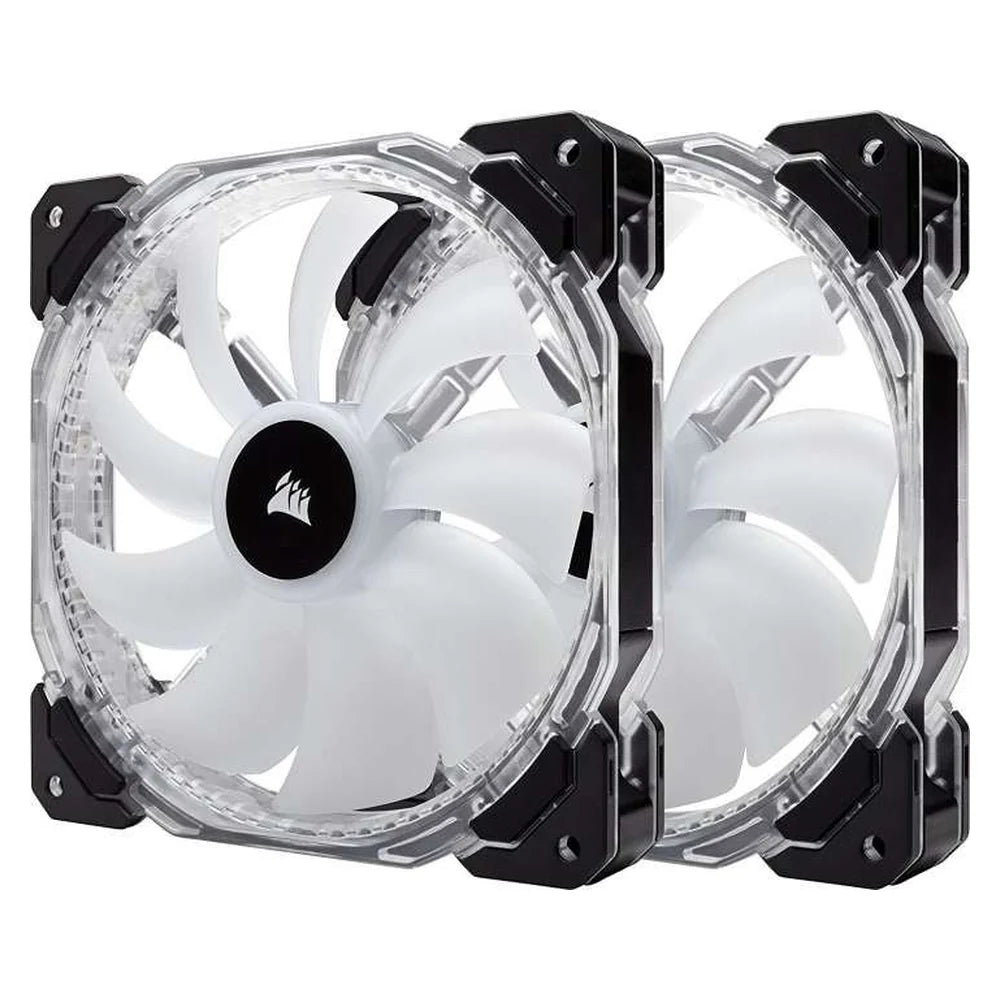 Corsair HD140 RGB LED High Performance 140mm PWM Case Fan, Twin Pack with Controller, Hydraulic Bearing, 600-1350 RPM, Black, 1 Year Warranty | CO-9050069-WW