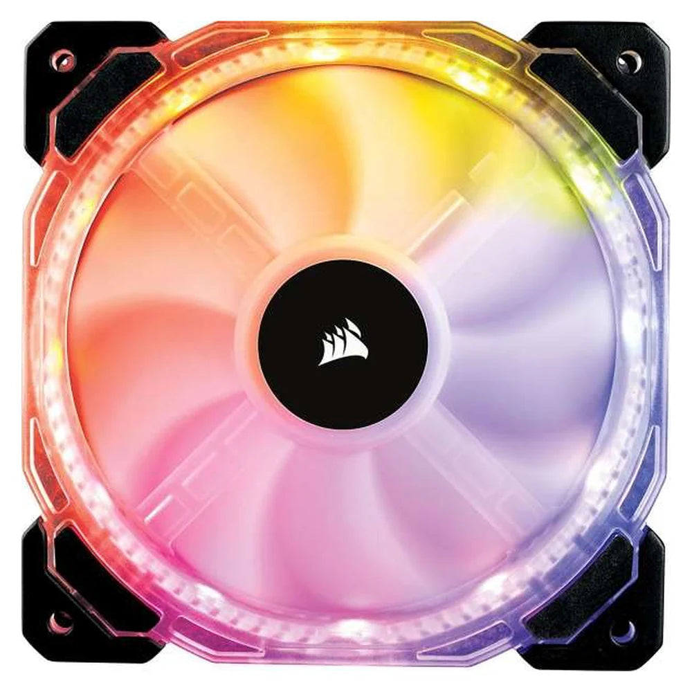 Corsair HD140 RGB LED High Performance 140mm PWM Case Fan, Twin Pack with Controller, Hydraulic Bearing, 600-1350 RPM, Black, 1 Year Warranty | CO-9050069-WW