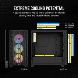 Cooler Master Elite 502 Mid Tower PC Casing, Tempered Glass Side Panel, Advanced Mesh Front Panel, 410mm GPU Support, USB 3.2 Gen 1, White, 1 Year Warranty | E502-WGNN-S00