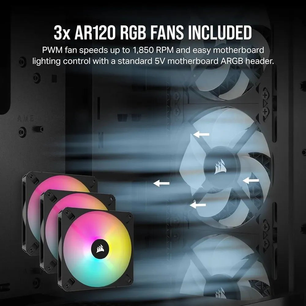 Corsair 3000D RGB Airflow Mid Tower PC Casing, Tempered Glass Side Panel, 360mm GPU Support, USB 3.2 Gen 1, Black, 1 Year Warranty | CC-9011255-WW