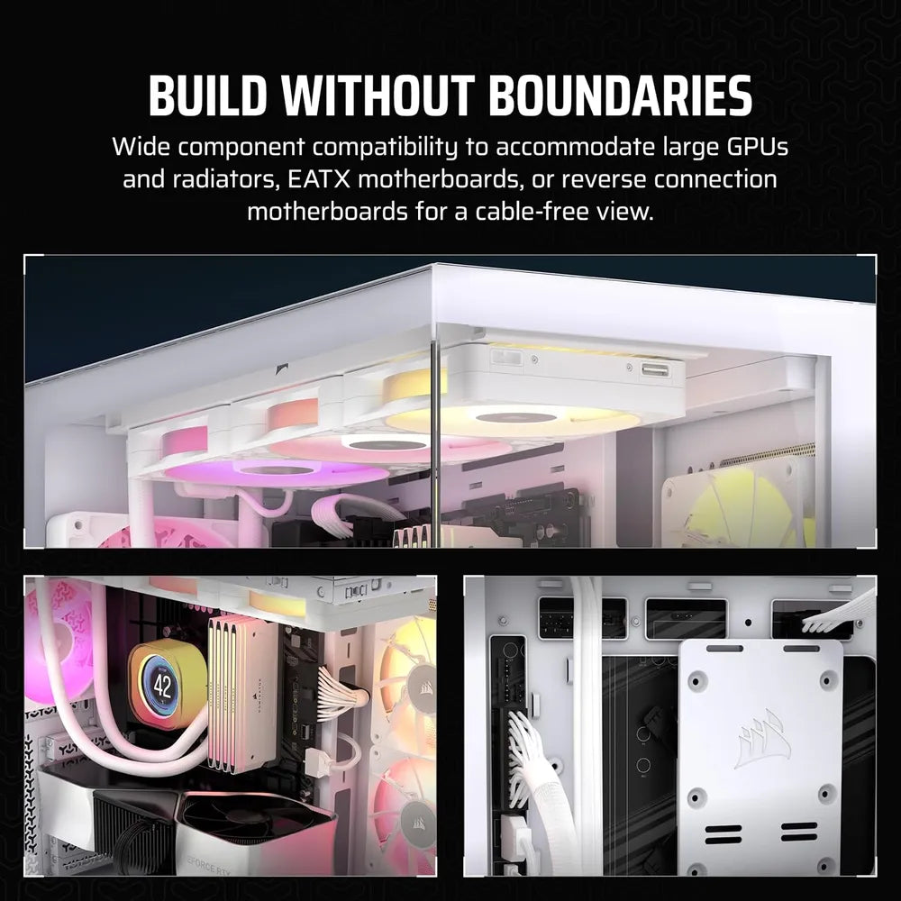 Corsair 3500X Mid Tower PC Casing, Wraparound Tempered Glass, 425mm GPU Support, USB 3.2 Gen 2, White, 1 Year Warranty | CC-9011277-WW