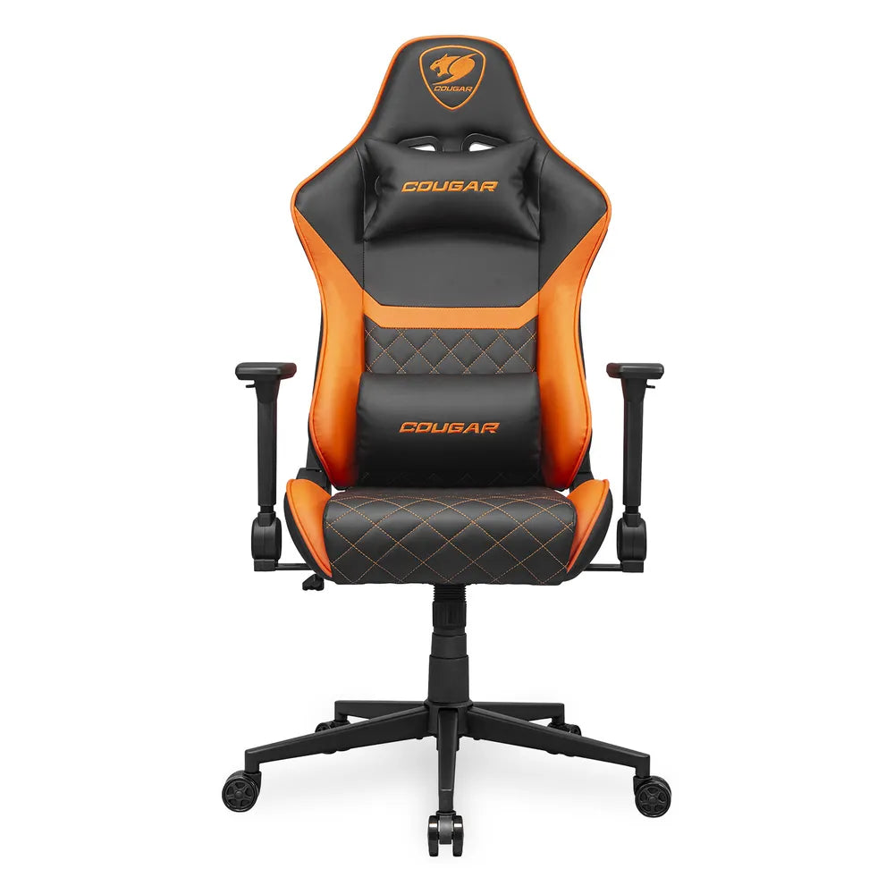 Cougar Armor One V2 Gaming Chair, Premium PVC Leather, 4D Folding Armrests, Classic High-Back Design, Extra Storage Pocket, 155º Reclining, Piston Lift Height Adjustment, 120 kg Weight Limit, Black & Orange, 1 Year Warranty | 3MAO2ORB-0001