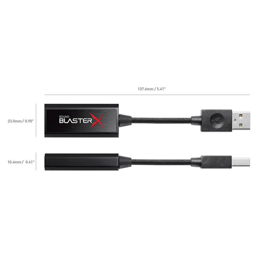 Creative Sound BlasterX G1 7.1 Portable Sound Card, Headphone Amplifier, BlasterX Acoustic Engine Pro, USB-A, 1 Year Warranty | CL-SB-G1