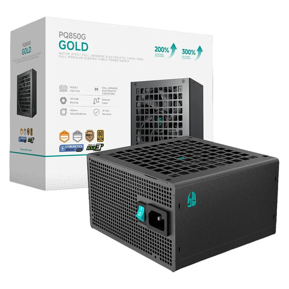 DeepCool Golden Dominator 850W 80 Plus Gold Power Supply, 850W, Fully Modular, ATX, Intel ATX 3.1 Certified, PCIe 5.1 Ready, Black, 1 Year Warranty | R-PQ850G-FD1B-JGUK-V1