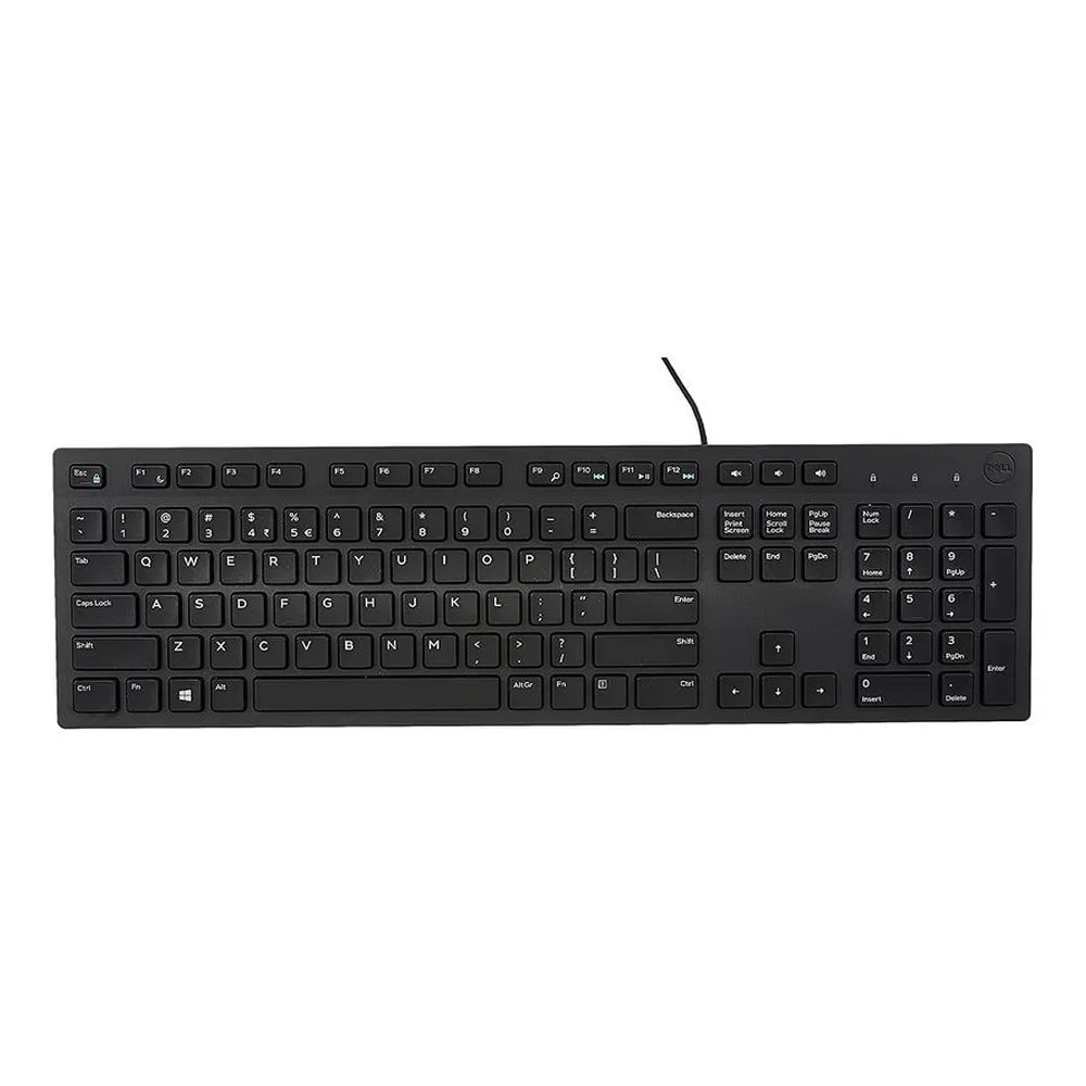 لوحة مفاتيح ديل KB216 سلكية، بتصميم كامل مع لوحة أرقام، مفاتيح غاطسة، مفاتيح متعددة الوسائط، لون أسود، ضمان لمدة سنة | Dell-USB-KB216