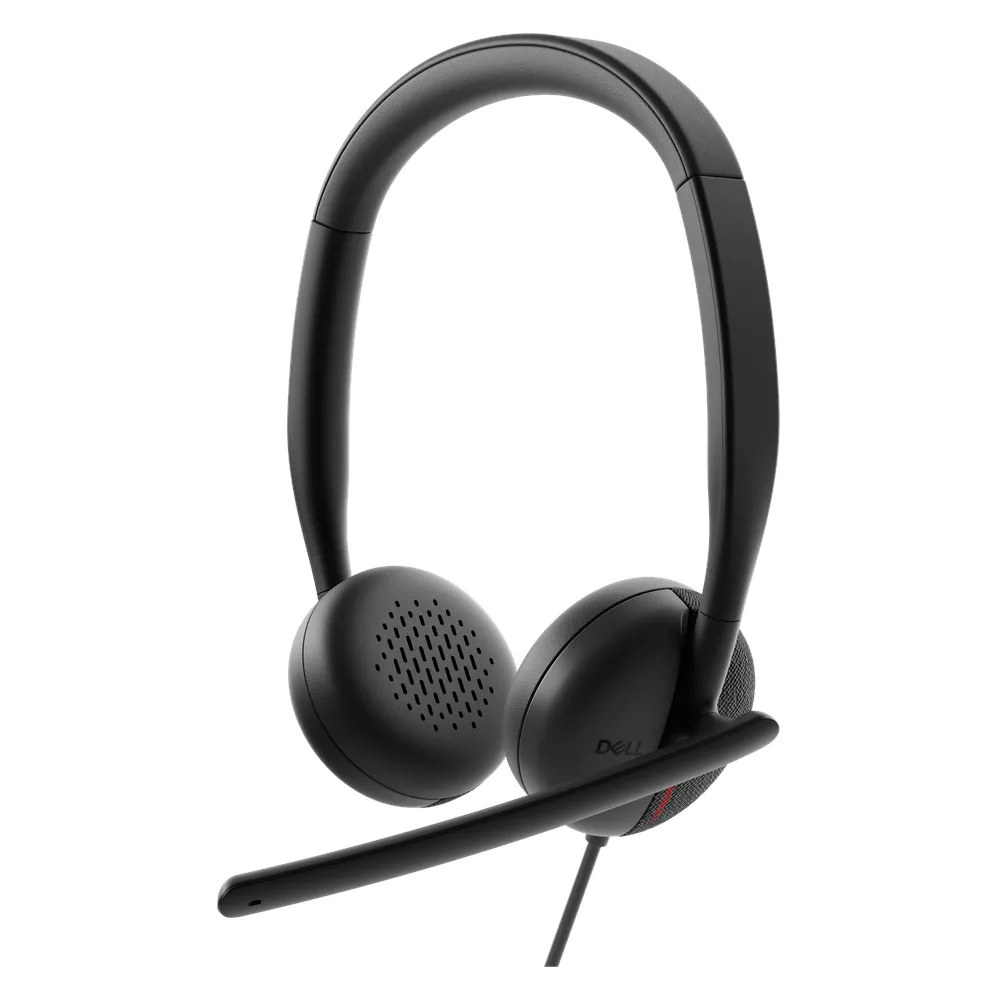 Dell Pro Wired Headset, USB-C, Analog Noise Cancellation Microphone, 28 mm Headphone Driver, Leatherette, Memory Foam Cushions, Black, 1 Year Warranty | WH3024