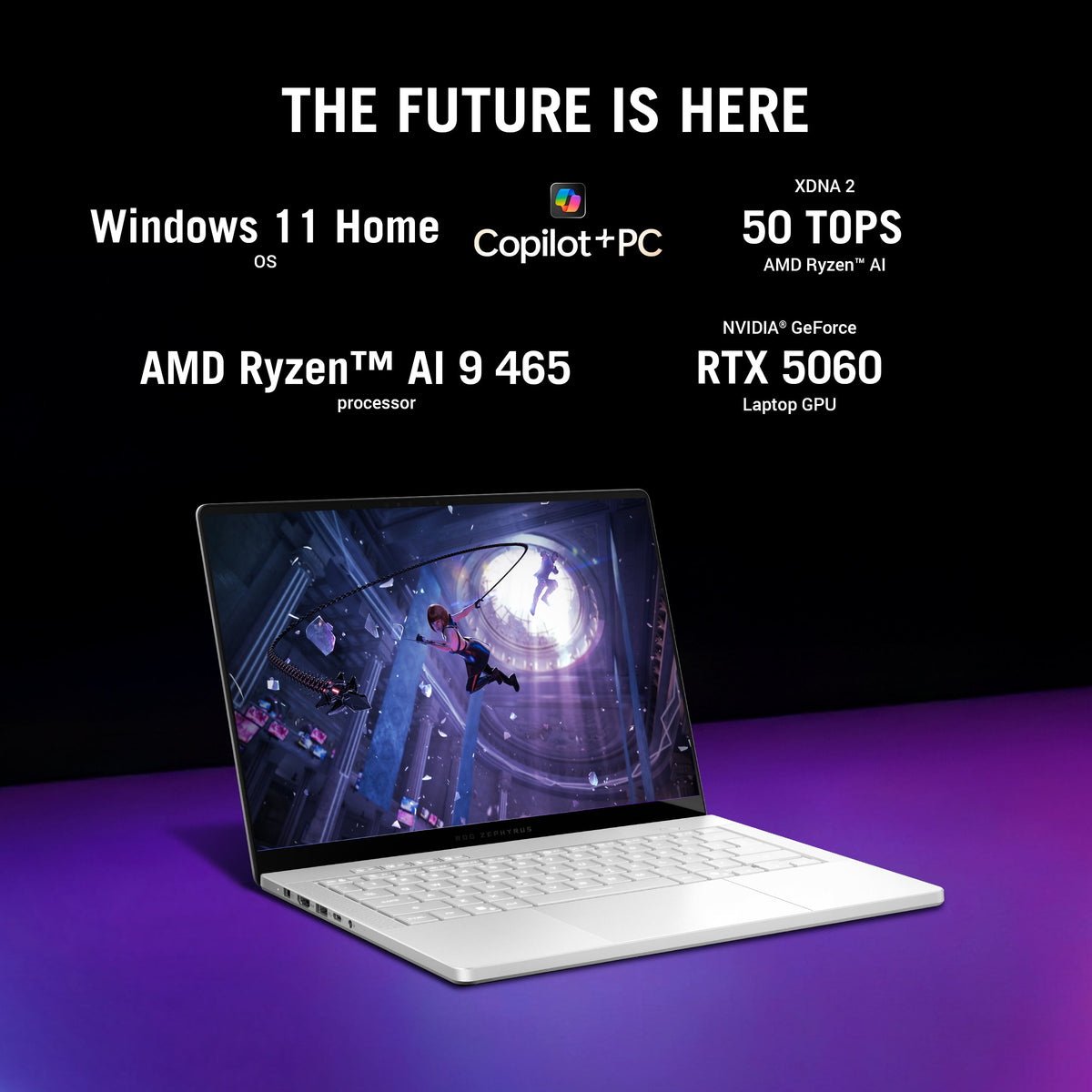 Asus ROG Zephyrus G14 Gaming Laptop, 8GB NVIDIA GeForce RTX 5060 Graphics, AMD Ryzen AI 9 465 Processor, 32GB RAM, 1TB SSD, 14" 3K OLED 120Hz Display, Windows 11 Home, Backlit RGB English & Arabic Keyboard, 1 Year Warranty | GA403GM-SY006W