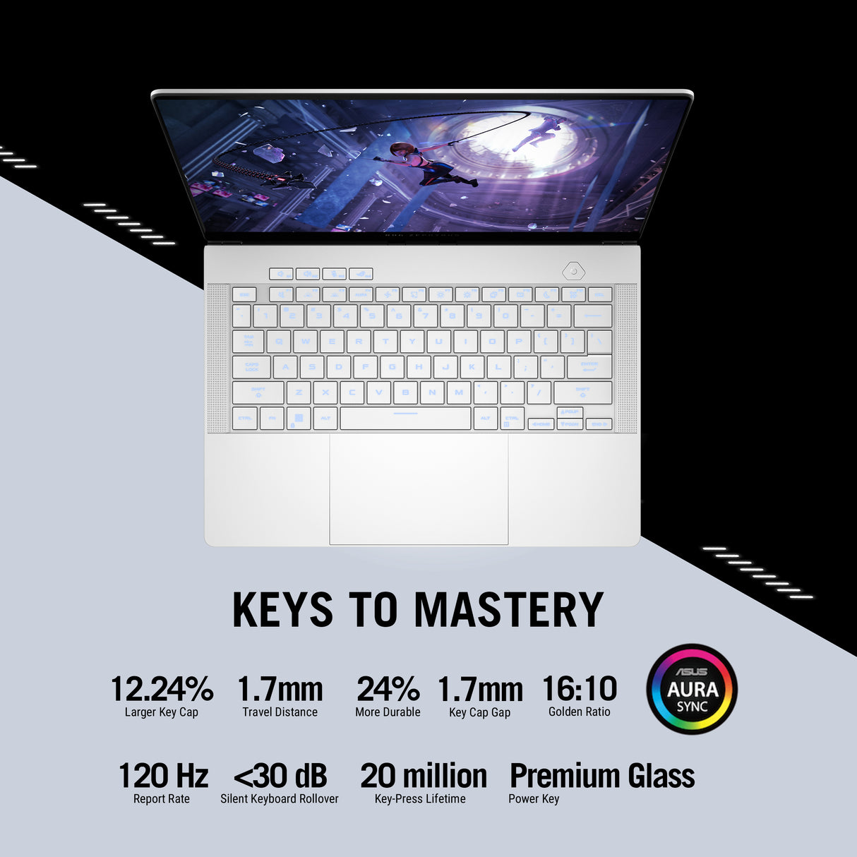 Asus ROG Zephyrus G14 AMD Ryzen AI 9 HX 370 Processor, 32 GB RAM, 1TB SSD, 8 GB NVIDIA RTX 5060, 14" 3K (2880 x 1800) OLED,Display, Windows 11 Home, English & Arabic Keyboard, Platinum White, 1 Year Warranty | GA403WM-AI-OLED-321W