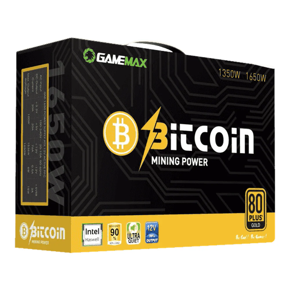 GameMax GM1350 Mining 80 Plus Gold Power Supply, 1350W, ATX, 140mm Fan, Double Forward Technology, Black, 1 Year Warranty | GM-GM1350-MINING