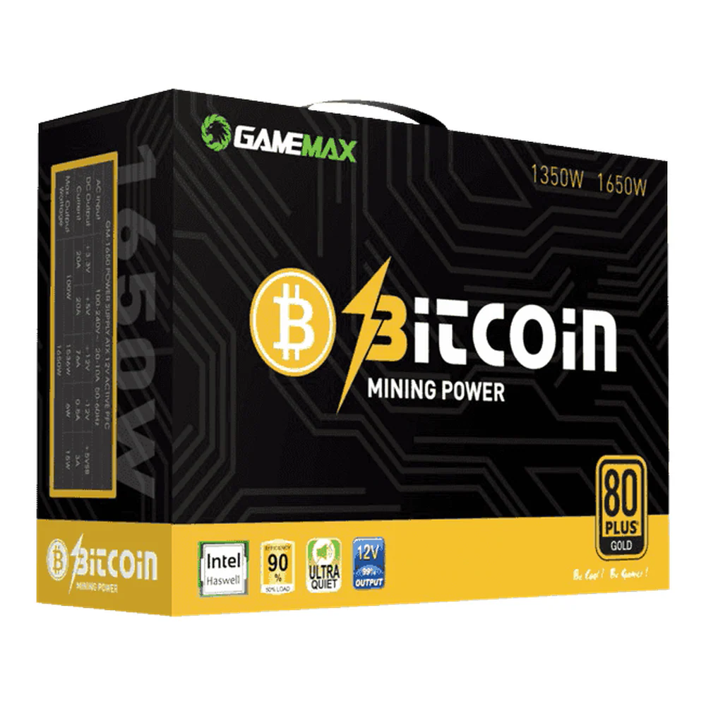 GameMax GM1650 Mining 80 Plus Gold Power Supply, 1650W, ATX, 140mm Fan, Double Forward Technology, Black, 1 Year Warranty | GM-GM1650-MINING