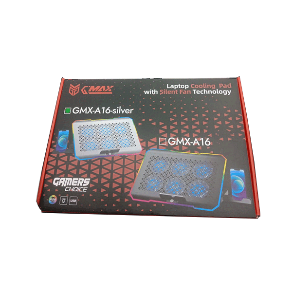 G-MAX Notebook Cooler Gaming With 6 R GB Fan GMX-A16 SILVER