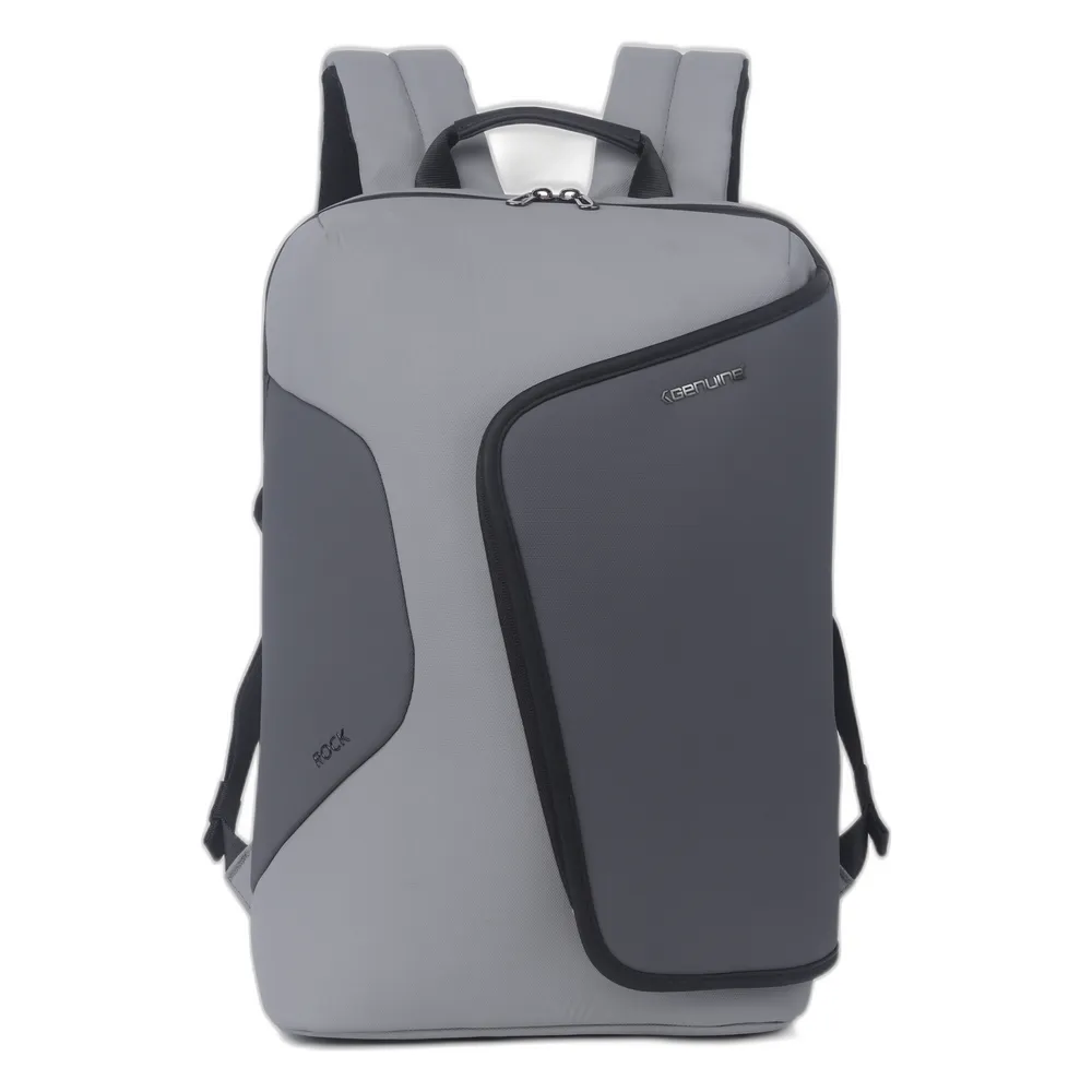 Genuine Rock Laptop Backpack, Fits up to 16” Laptops, High-Quality Polyester, Water-Resistant Fabric, Carry Strap, Grey, 1 Year Warranty | GN-B230817GR