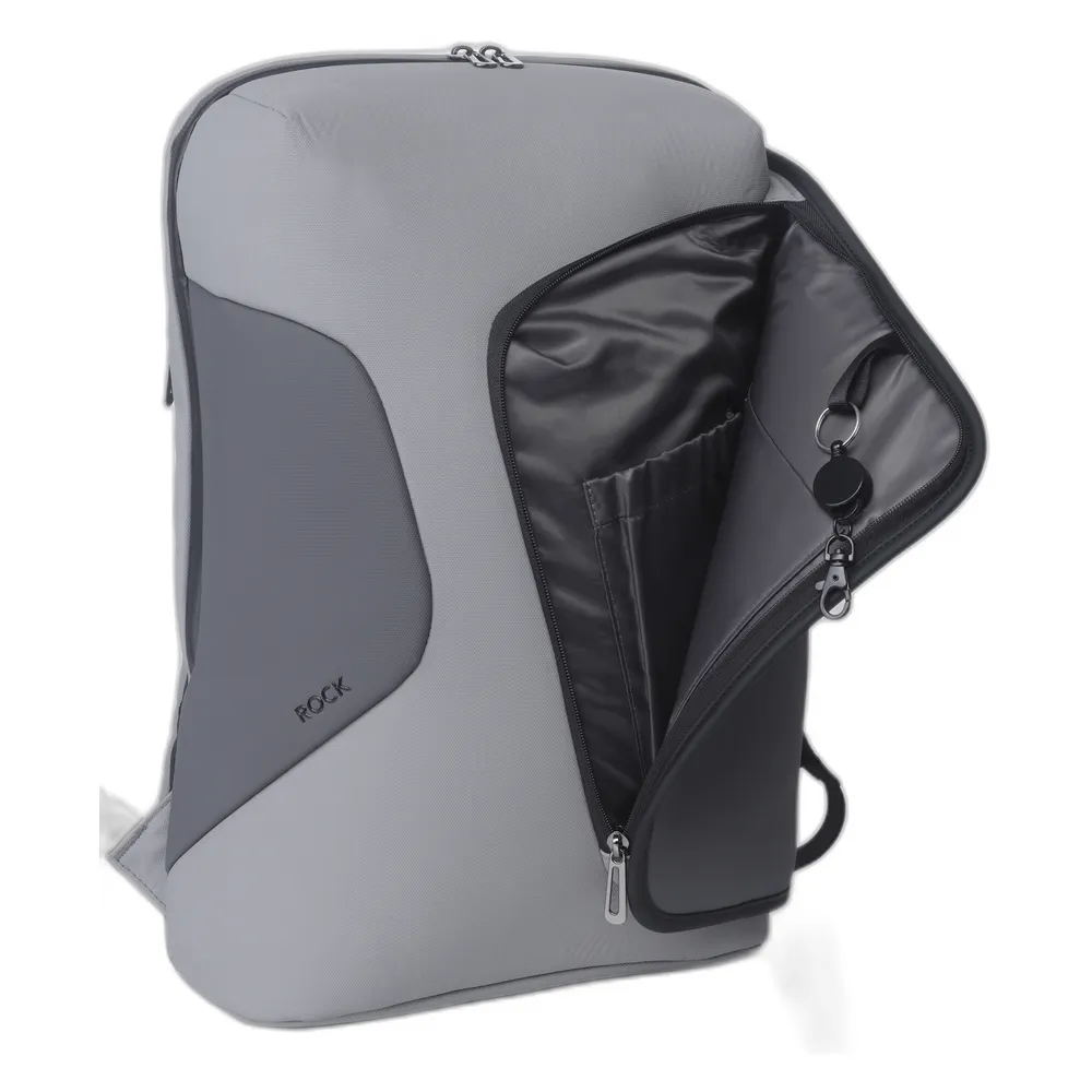 Genuine Rock Laptop Backpack, Fits up to 16” Laptops, High-Quality Polyester, Water-Resistant Fabric, Carry Strap, Grey, 1 Year Warranty | GN-B230817GR