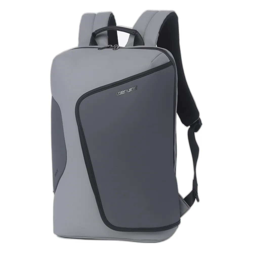 Genuine Rock Laptop Backpack, Fits up to 16” Laptops, High-Quality Polyester, Water-Resistant Fabric, Carry Strap, Grey, 1 Year Warranty | GN-B230817GR