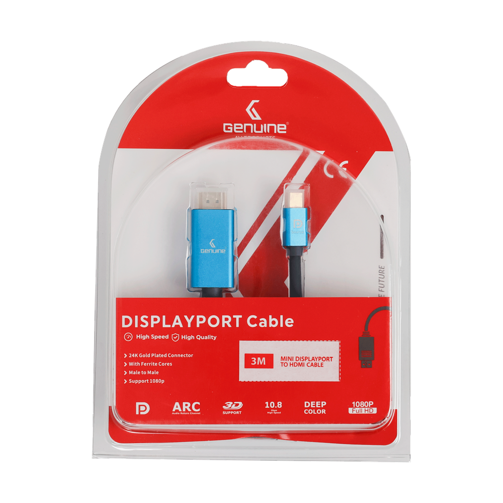 Genuine Mini DP To HDMI Cable, Version 1.1, Supports 1080p, Cable Length 1.8M, 1 Year Warranty | GN-MNDPHD1.8M