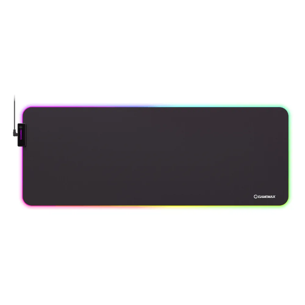 Game Max GMP-003 Gaming Mouse Pad, Large Size, Fabric Smooth Surface, Anti-Slip Base, Water Resistant Fabric, USB, RGB Lighting, Black, 1 Year Warranty | GMP-03