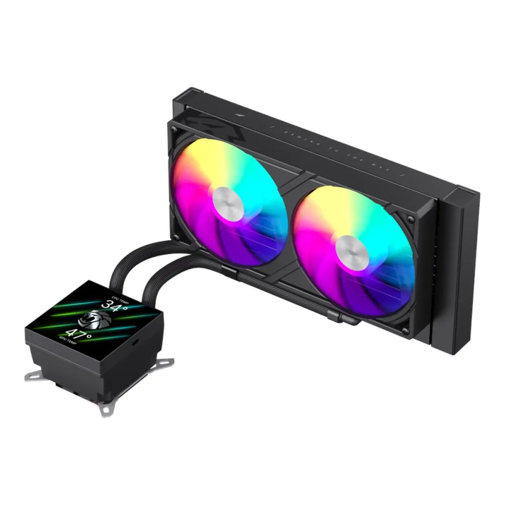 Gamemax-Glacier-240-Black-LCD-AIO-Liquid-CPU-Cooler-GLACIER240-B