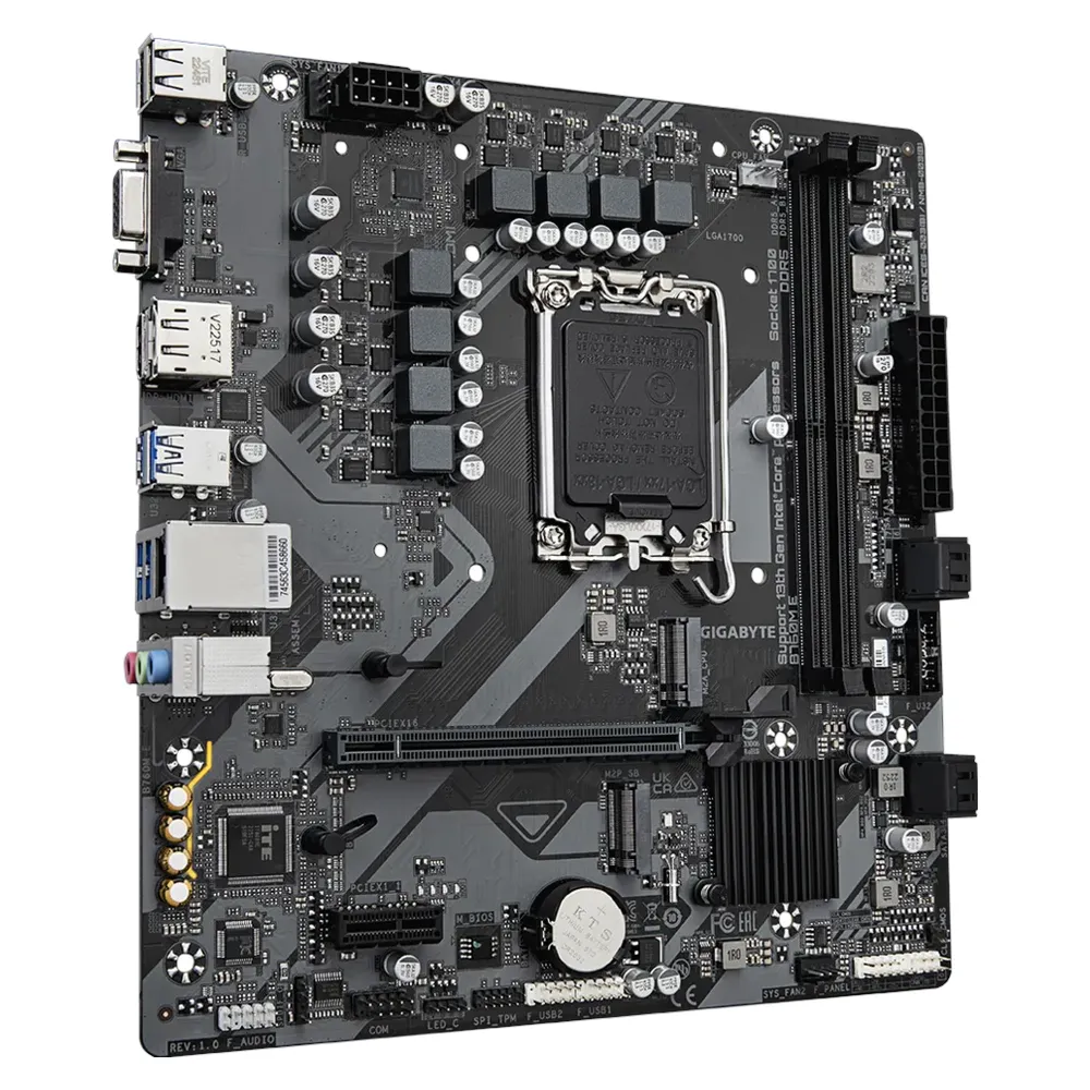 Gigabyte B760M E Motherboard, LGA1700 Socket, mATX Form Factor, DDR5 Ram, PCIe 4.0, HDMI, DisplayPort, D-Sub, Realtek GbE Ethernet, 1 Year Warranty | B760M-E