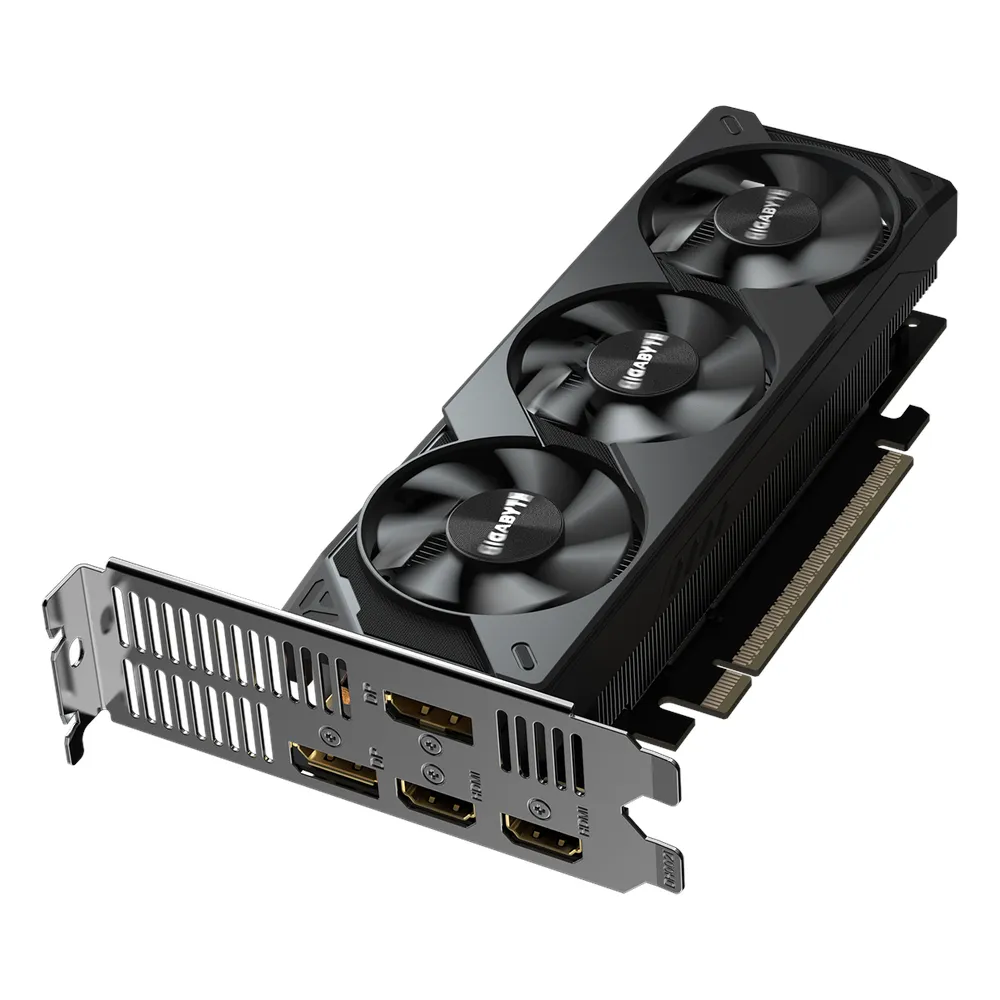 بطاقة رسوميات جيجابايت OC جي فورس RTX 5050 ذات التصميم المنخفض، ذاكرة GDDR6 بسعة 8 جيجابايت وواجهة 128 بت، منافذ HDMI 2.1b و DP 2.1b، واجهة PCI Express 5.0، سرعة معالج 2587 ميجاهرتز، سرعة ذاكرة 20 جيجابت في الثانية، ضمان لمدة سنة | GV-N5050-OC-8GL