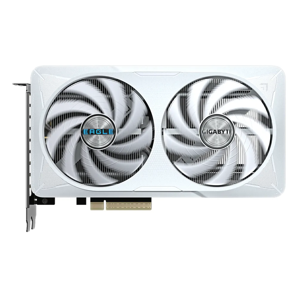 Gigabyte EAGLE OC ICE GeForce RTX 5060 Graphics Card, GDDR7 8GB 128-bit Memory, HDMI 2.1b & DP 2.1b Outputs, PCI Express 5.0, 2550 MHz Core Clock, 28 Gbps Memory Clock, Dual Windforce Hawk Fans, White, 1 Year Warranty | GV-N5060EAGLE-OC-ICE