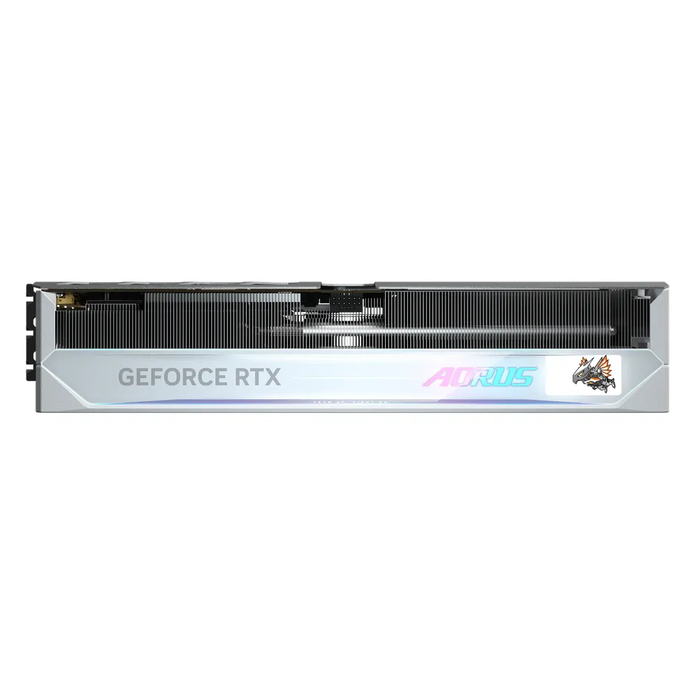 Gigabyte AORUS GeForce RTX 5080 MASTER ICE Graphics Card, GDDR7 16GB 256-bit Memory, HDMI 2.1b & DP 2.1b Outputs, PCI Express 5.0, 2805 MHz Core Clock, 30 Gbps Memory Clock, Triple Windforce Hawk Fans, LCD Edge View, RGB Halo, Dual BIOS, White, 1 Year