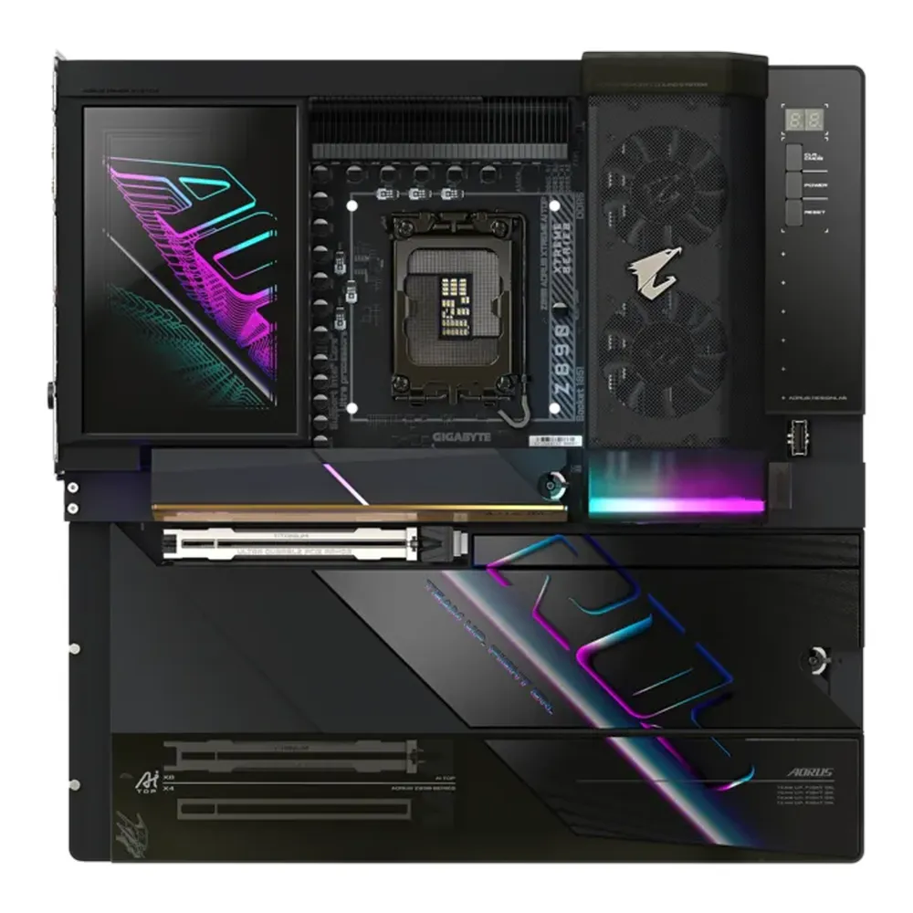 Gigabyte Z890 AORUS XTREME AI TOP Motherboard, LGA1851 Socket, E-ATX Form Factor, DDR5 Ram, PCIe 5.0, Wi-Fi 7, Bluetooth v5.4, Dual Thunderbolt 5, Dual Marvell 10Gb Ethernet, ESS ES9280AC DAC Audio, 1 Year Warranty | Z890-A-XTREAME-AI-TOP