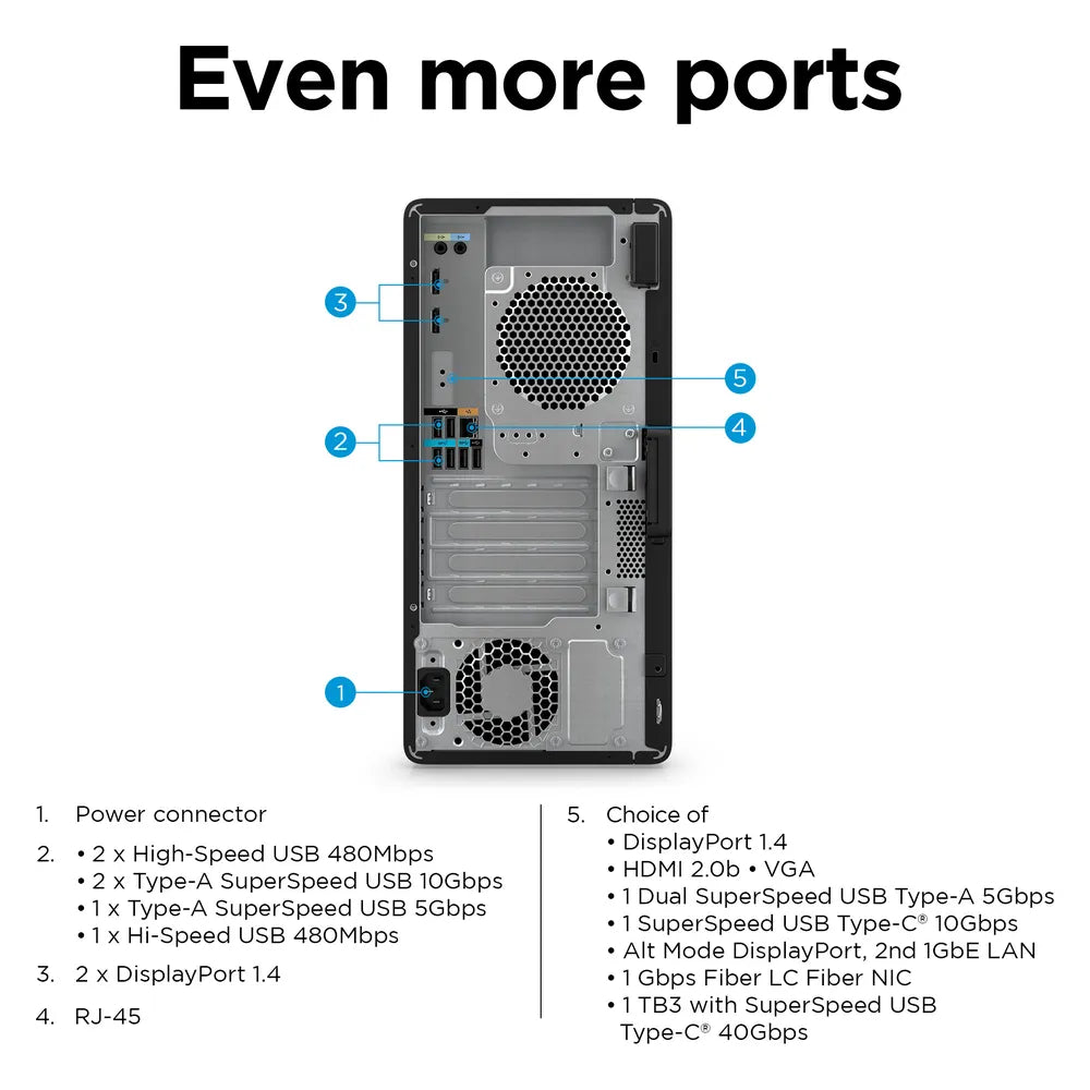 HP Z2 Tower G9 Workstation Desktop PC, Intel Core i9-14900K Processor, 16GB RAM, 1TB SSD, DOS, Internal Power Supply, 3 Year Warranty | 8T1Y2EA