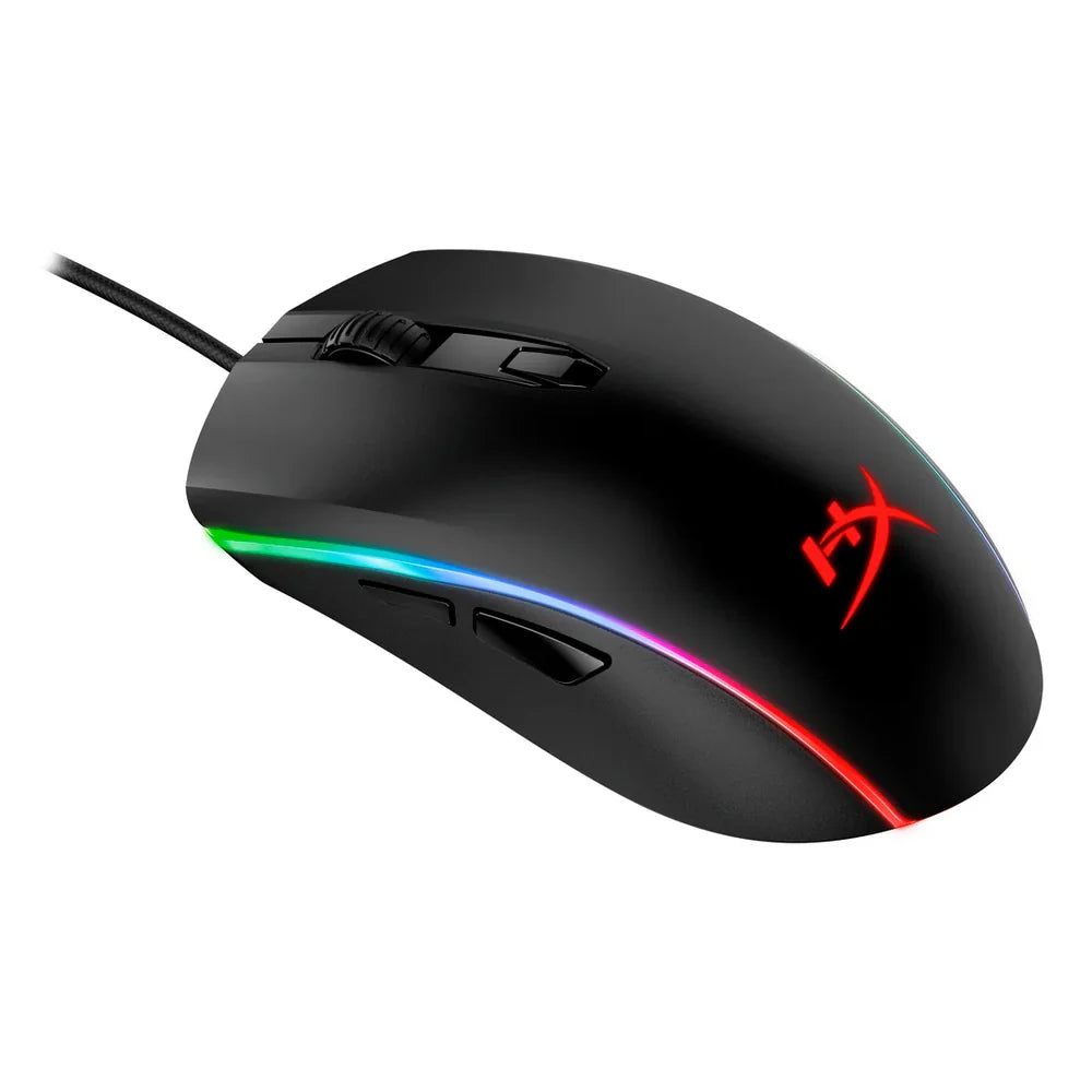HyperX Pulsefire Surge Wired R GB Gaming Mouse, 16000 DPI Pixart PMW3389 Sensor, 1000 Hz Polling Rate, 6 Programmable Buttons, Omron Switches, Symmetrical Design, 2-zone R GB Lighting With 360° R GB Light Ring, Black, 1 Year Warranty | HX-MC002B