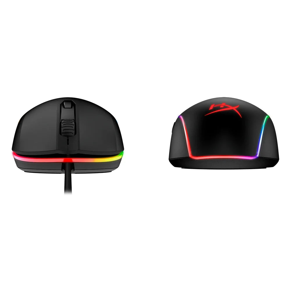 HyperX Pulsefire Surge Wired R GB Gaming Mouse, 16000 DPI Pixart PMW3389 Sensor, 1000 Hz Polling Rate, 6 Programmable Buttons, Omron Switches, Symmetrical Design, 2-zone R GB Lighting With 360° R GB Light Ring, Black, 1 Year Warranty | HX-MC002B