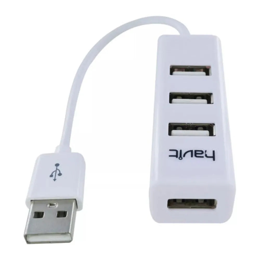 Havit HV-H18 موزع USB 2.0 بأربع منافذ، USB-A 2.0، تصميم صغير، أبيض، ضمان لمدة سنة | HV-H18-WH