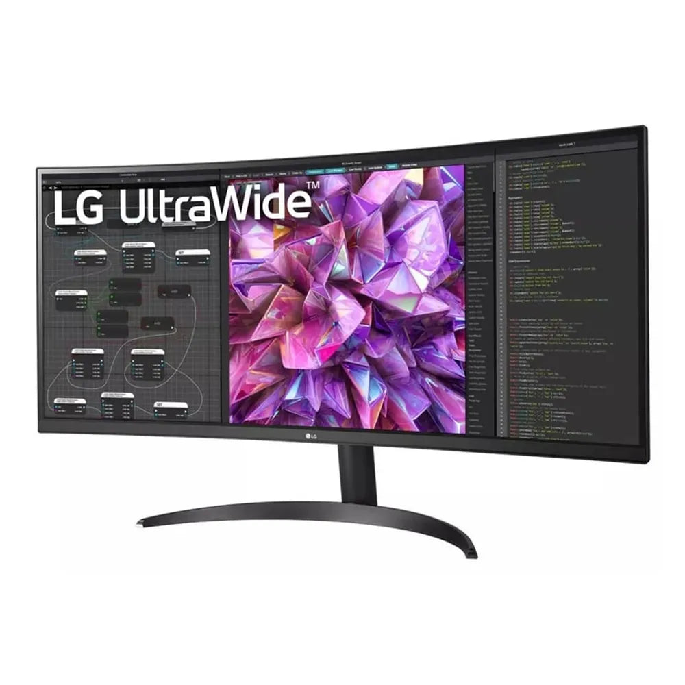 شاشة LG UltraWide ذكية مع وحدة تحكم مزدوجة وتحكم على الشاشة، دقة WQHD مقاس 34 بوصة (3440 × 1440)، 60 هرتز، مضادة للتوهج، زمن استجابة 5 مللي ثانية (رمادي إلى رمادي)، HDMI، منفذ عرض، حامل قابل للتعديل بالإمالة، أسود، ضمان لمدة عام | 34WQ60C-B