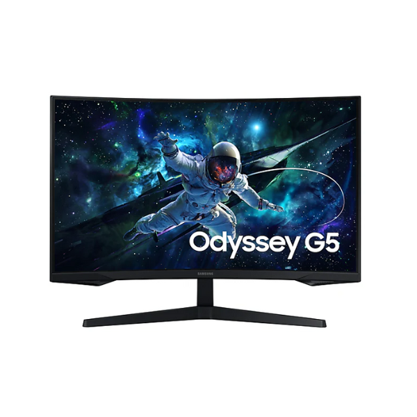 شاشة ألعاب منحنية سامسونج LS32CG552EMXUE 32 بوصة أوديسي G5 G55C QHD (2560 × 1440)، زمن استجابة 1 مللي ثانية، 165 هرتز، HDMI، منفذ عرض، إمالة، قابلة للتعديل، أسود، ضمان 3 سنوات | LS32CG552EMXUE