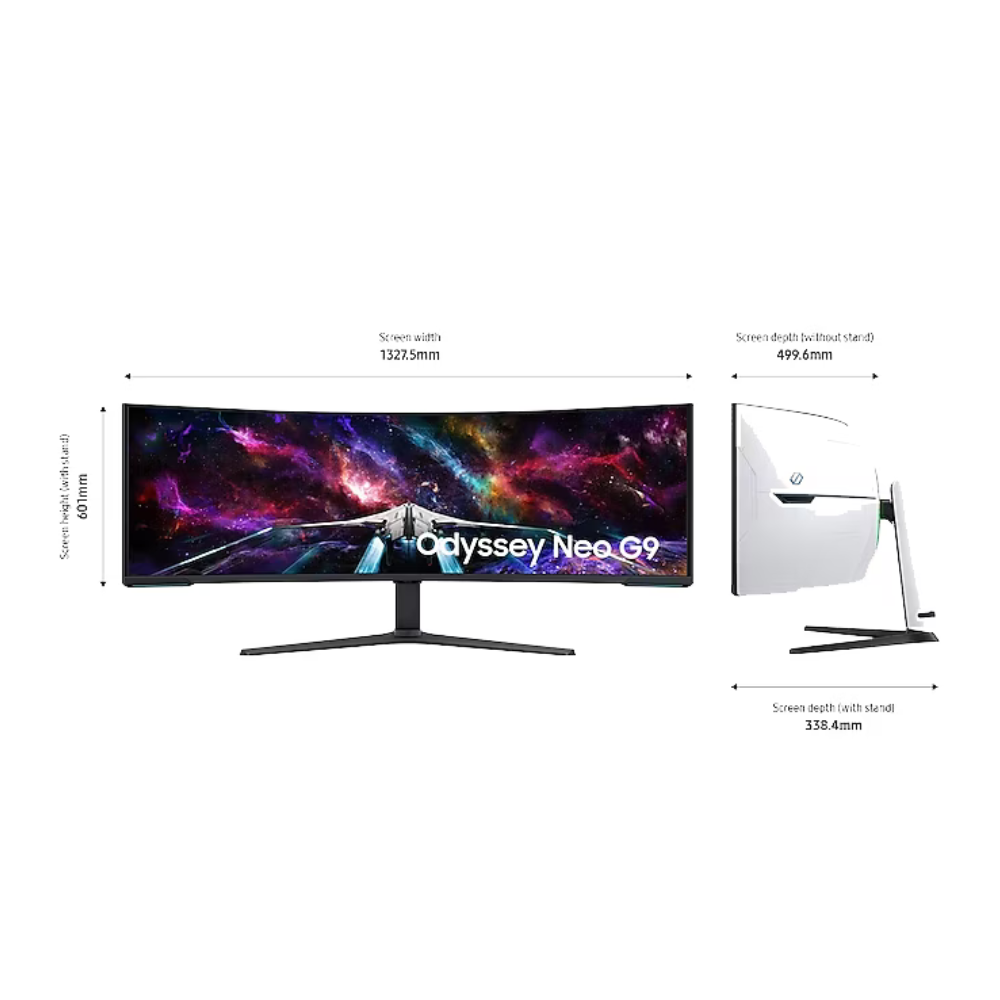 شاشة سامسونج أوديسي نيو جي 9 G95NC LS57CG952NMXUE مقاس 57 بوصة بدقة DUHD (7680 × 2160)، مقاومة للتوهج، HDMI، منفذ عرض، إمكانية تعديل الارتفاع/الدوران/الإمالة، ضمان لمدة سنة | LS57CG952NMXUE