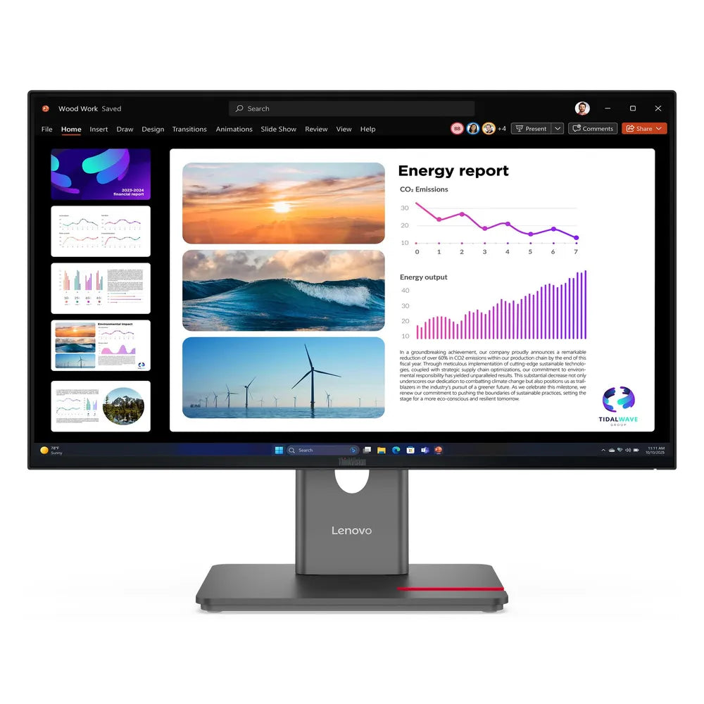 Lenovo ThinkVision P24Q-40 23.8" QHD (2560 x 1440) Monitor, 120Hz, Anti-glare, 4ms GtG Response Time, HDMI, DP, USB-C, Fully Adjustable Stand, Black, 3 Year Warranty | 64B2GAT1UK