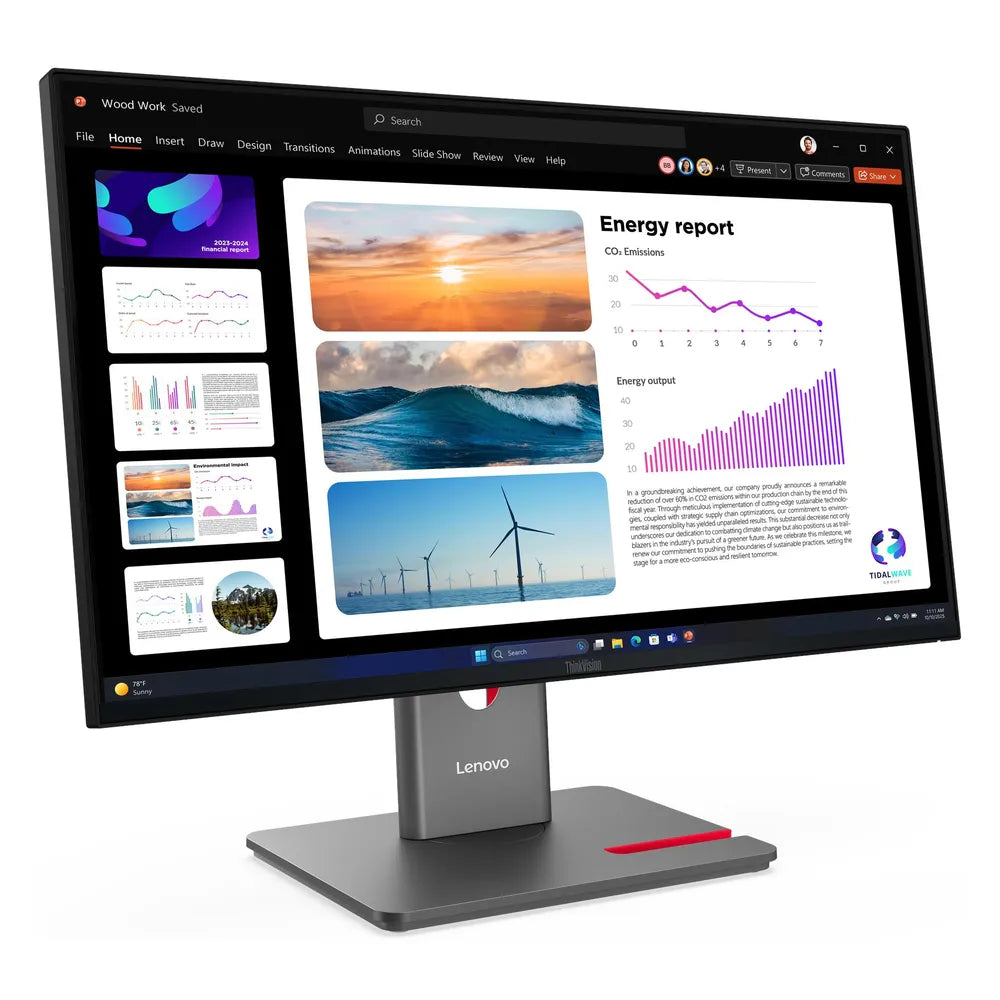 Lenovo ThinkVision P24Q-40 23.8" QHD (2560 x 1440) Monitor, 120Hz, Anti-glare, 4ms GtG Response Time, HDMI, DP, USB-C, Fully Adjustable Stand, Black, 3 Year Warranty | 64B2GAT1UK