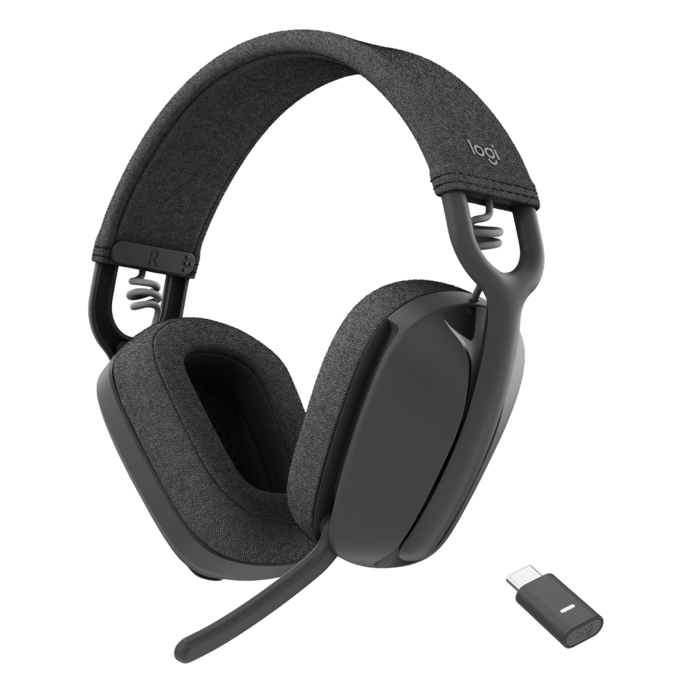 Logitech ZONE VIBE Wireless Headset, USB, Bluetooth, Dual Omni-Directional Microphone, 40 mm Headphone Driver, Graphite, 1 Year Warranty | 981-001157