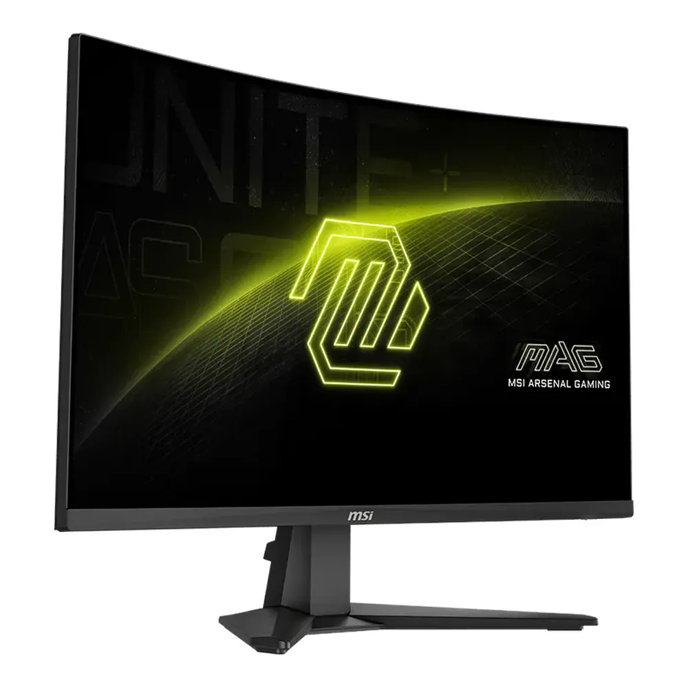شاشة الألعاب المنحنية MSI MAG 276CF E2 مقاس 27 بوصة FHD، لوحة VA، دقة 1920 × 1080، معدل تحديث 200 هرتز، زمن استجابة 0.5 مللي ثانية، تقنية AMD FreeSync Premium، منفذ HDMI، منفذ DisplayPort، لون أسود، ضمان لمدة سنة | 9S6-3CE11M-030