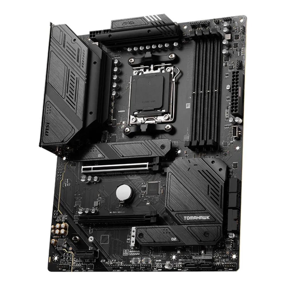 لوحة أم للألعاب MSI MAG B650 Tomahawk WIFI، مقبس AM5، عامل الشكل ATX، ذاكرة DDR5، منفذ PCIe 4.0، USB 20Gbps، HDMI، DP، Wi-Fi 6E، بلوتوث، إيثرنت Realtek 2.5Gb، درع M.2 Shield Frozr، تصميم مُطوّل للمشتت الحراري، ضمان سنة واحدة | 911-7D75-010