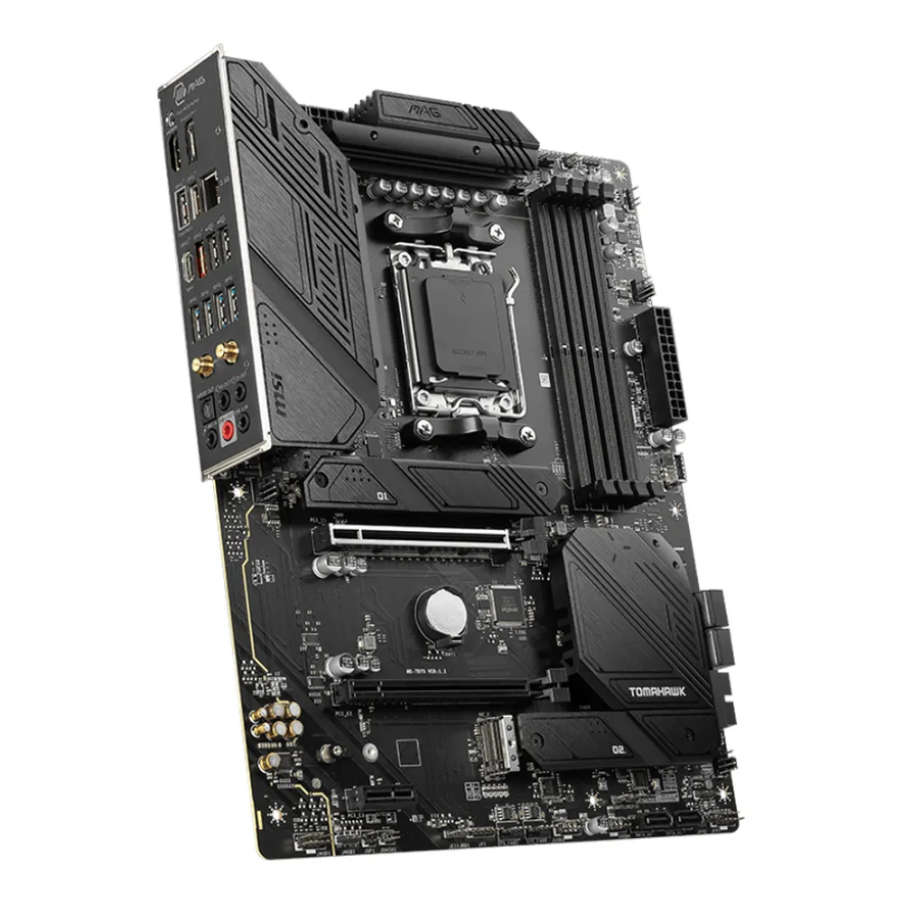 لوحة أم للألعاب MSI MAG B650 Tomahawk WIFI، مقبس AM5، عامل الشكل ATX، ذاكرة DDR5، منفذ PCIe 4.0، USB 20Gbps، HDMI، DP، Wi-Fi 6E، بلوتوث، إيثرنت Realtek 2.5Gb، درع M.2 Shield Frozr، تصميم مُطوّل للمشتت الحراري، ضمان سنة واحدة | 911-7D75-010