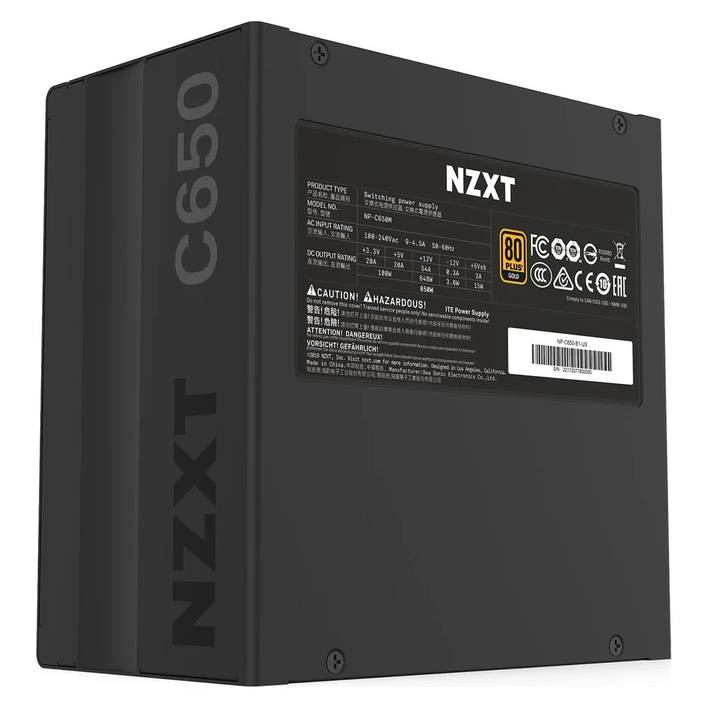 مزود طاقة الألعاب ATX من NZXT C650 بقوة 650 واط وموديل 80 Plus Gold معتمد | NP-C650M-UK