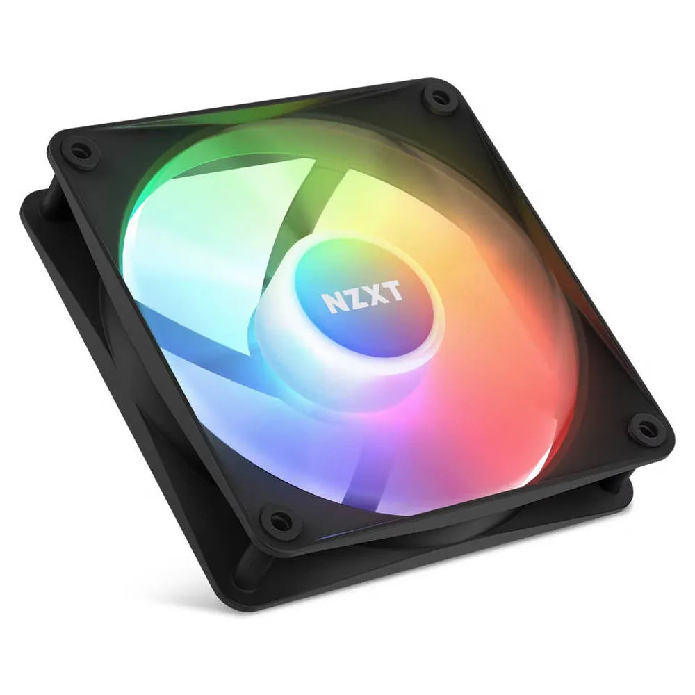 NZXT F120 RGB Core Case Fans, Fluid Dynamic Bearing, 120mm Fan Size, 1800 rpm Fan Speed, Addressable RGB LED Lighting, Black, 1 Year Warranty | RF-C12SF-B1