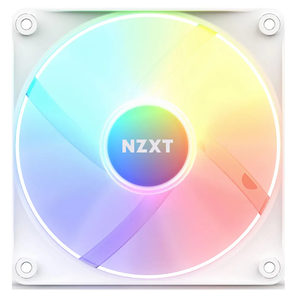 NZXT F120 RGB Core Case Fans with RGB Controller, Pack Of 3, Fluid Dynamic Bearing, 120mm Fan Size, 1800 rpm Fan Speed, Addressable RGB LED Lighting, White, 1 Year Warranty | RF-C12TF-W1