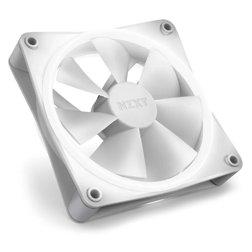 NZXT F120 RGB Duo Case Fans with RGB Controller, Pack Of 3, Fluid Dynamic Bearing, 120mm Fan Size, 1800 rpm Fan Speed, 20 Individually Addressable LEDs, White, 1 Year Warranty | RF-D12TF-W1