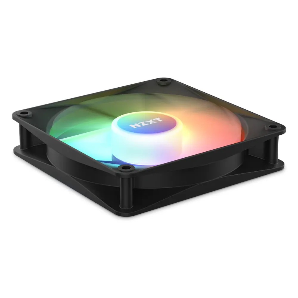 NZXT F140 RGB Core Case Fans with RGB Controller, Pack Of 2, Fluid Dynamic Bearing, 140mm Fan Size, 1800 rpm Fan Speed, 8 Individually Addressable LEDs, Black, 1 Year Warranty | RF-C14DF-B1