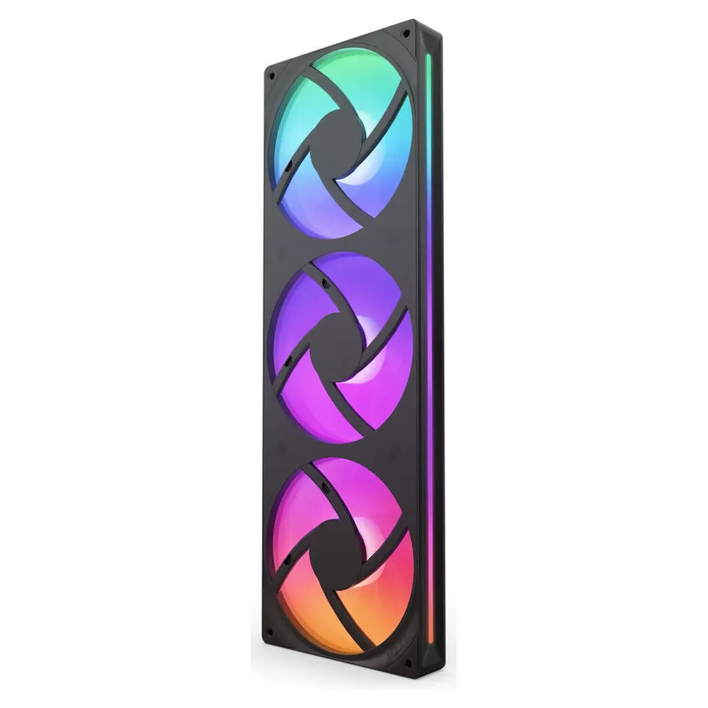 NZXT F360 RGB Core Single-Frame RGB Fan Unit, 3 x Fans, Fluid Dynamic Bearing, 360mm Frame Size, 2400 rpm Fan Speed, Addressable RGB LED Lighting, Black, 1 Year Warranty | RF-U36HF-B1