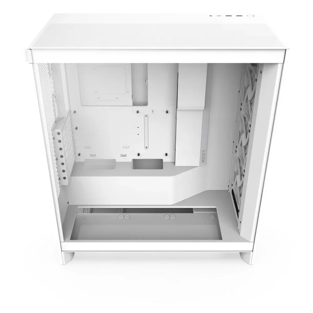 NZXT H7 Flow Mid Tower PC Casing, Ultra-Clear Tempered Glass, 3 F120Q Pre-Installed Fans, 410mm GPU Support, USB 3.2 Gen 2, White, 1 Year Warranty | CM-H72FW-01