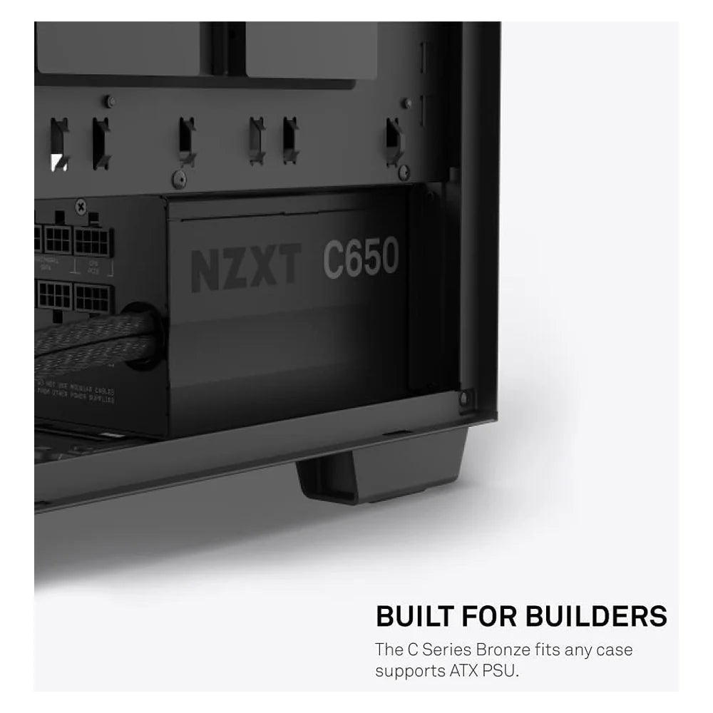 NZXT C650 80 Plus Bronze Semi-Modular Power Supply, 650W, Semi-Modular, ATX, Black, 1 Year Warranty | PA-6B1BB-UK