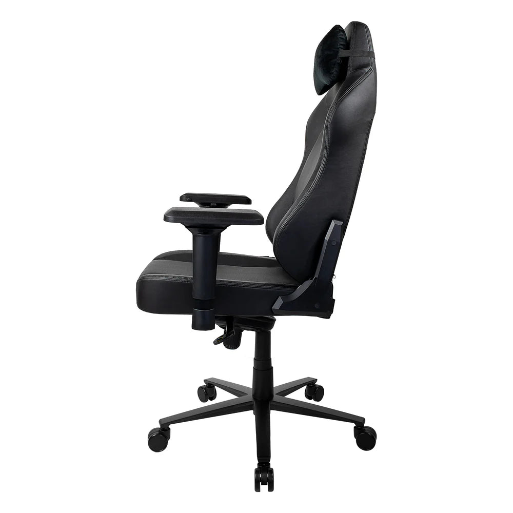 Arozzi PRIMO PU Gaming Chair, Class 4 Gas Lift Cylinder, Metal Frame, Aluminum Base, Premium Leather, Recline/Height/Armrest/Lumbar Adjustable, Velour Neck Pillow, 145kg Max Load Rating, Black, 1 Year Warranty | PRIMO-PU-BK